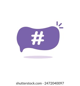 icono de etiqueta simple en burbuja de discurso púrpura. concepto de pictograma del App móvil o insignia del Comentarios del Cliente. gráfico moderno del logotipo del microblogging