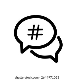 Simple hashtag line icon chat. Stroke pictogram. Vector illustration isolated on a white background. Premium quality symbol. Vector