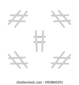 Simple hashtag line icon in grey and white color. Vector illustration of isolated on white background. Vector sign for mobile applications, websites etc.