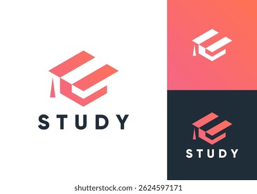simple hat graduation logo. study, university, education symbol design concept