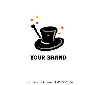 Simple hat magicians performance logo design inspiration