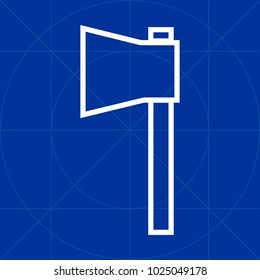 Simple hatchet or axe outline line icon