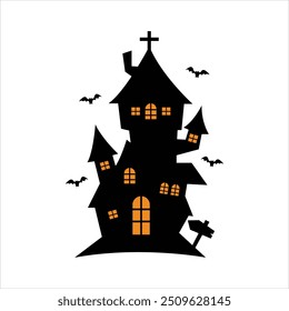 Einfaches Haunted House Design für Halloween Night