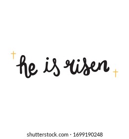 Simple He is Risen Cross Easter Sunday Hand lettering Black and Yellow