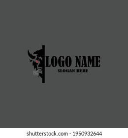 simple head bison logo design template vector