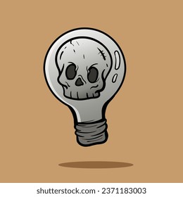 Simple head bone of Skull hand Drawing Line doodle. Illustration Good for design tshirt and simple tattoos