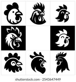Simple Head Chicken Black Logo Icon