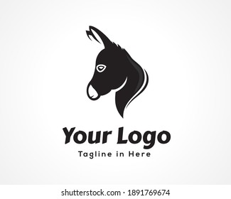 simple head donkey, horse side view icon, logo symbol design inspiration