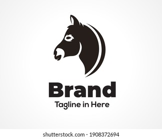 Simple head donkey, horse side view icon, logo, symbol design inspiration illustration