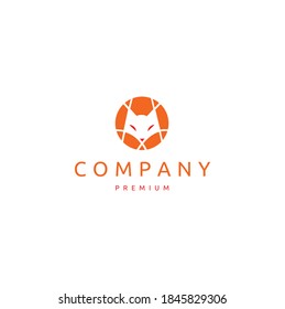 Simple Head Fox Isolated in The Moon Background Logo Hipster Vector Icon Illustration