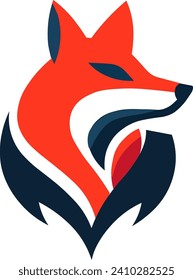 simple head fox logo orange and black color