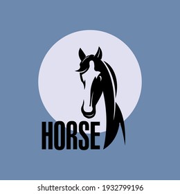 simple head horse logo in circle, vector illustrations