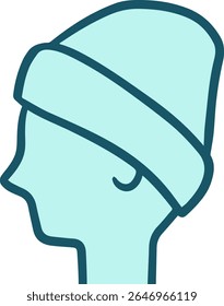 Simple Head Illustration with Ski or Snowboard Hat