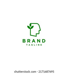 Simple Head and Leaf Icons On The Side With Minimalist Lines