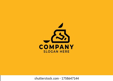simple head lion logo vector design with unique, modern, and elegant styles on yellow background
