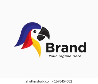 Simple head parrots logo design inspiration
