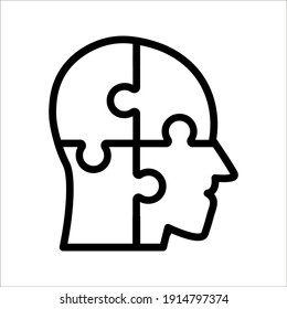 Simple Head Puzzle Mind Design For Education Industry. idea concept vector icon on white background. color editable