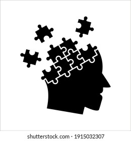 Simple Head Puzzle Mind Design For Education Industry. idea concept vector icon on white background. color editable