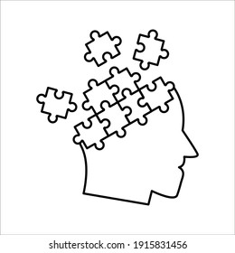 Simple Head Puzzle Mind Design For Education Industry. idea concept vector icon on white background. color editable