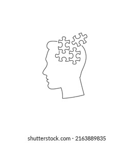 Simple Head Puzzle Mind Design For Education Industry line icon. idea concept vector icon on white background flat sign