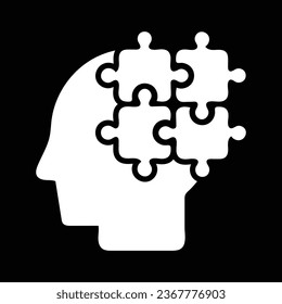 Simple Head Puzzle Mind Design For Education Industry. idea concept vector icon on white background. color editable