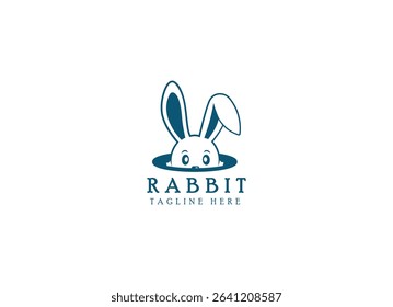 Simple head rabbit in clean style logo design template. Rabbit logo design