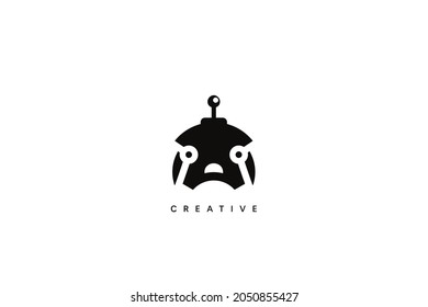 Simple Head Robot Logo Design. Creative vector based icon template.	