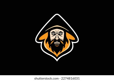 simple head wizard logo design