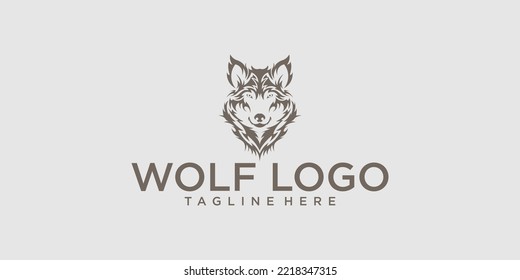 Simple head wolf logo design with unique concept premium vector