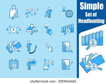 Conjunto de iconos de línea vectorial relacionados con la caza de encabezados simples que consta de varios iconos.