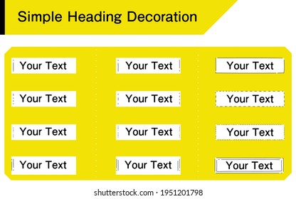 Simple headline decoration line, box line, white background on yellow background