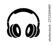 Simple headphones icon on white background