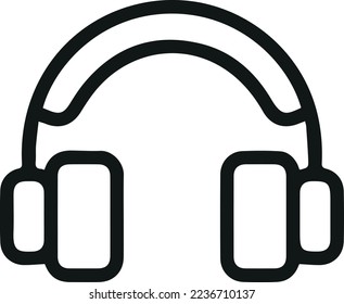 Simple headphones line icon. Premium symbol in stroke style. Design of headphones icon. Vector illustration.