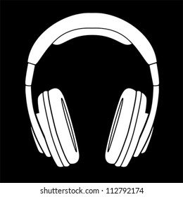 Simple Headphones in Silhouette, vector