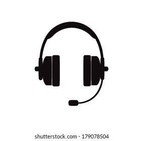 Simple Headphones in Silhouette, vector