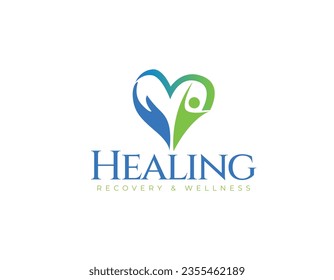 Simple Healing Heart Medical Meditation Logo Design Template