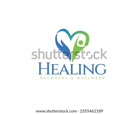 Simple Healing Heart Medical Meditation Logo Design Template