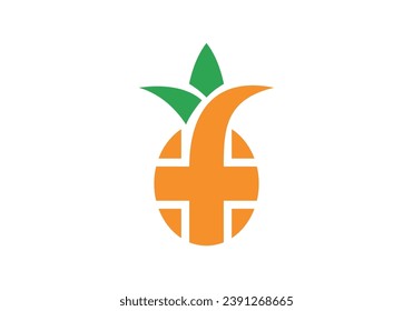 simple health care pineapple logo design vector illustration