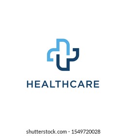 simple health care vector logo design illustration ,medical cross symbol 