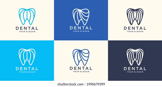 Simple Health Dent Logo design vector template linear style. Dental clinic Logotype concept icon.