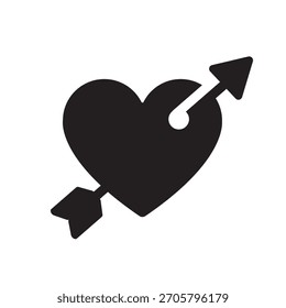 Simple heart with arrow icon isolated flat style design vector illustration on white background.