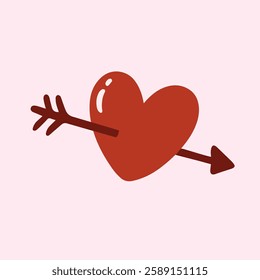 Simple heart with arrow illustration. Vector element. Design for cards, flyers, clothing, wall art, invitations, decoration.