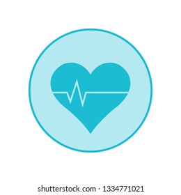 Simple heart blue circle medicine icon isolated on white background