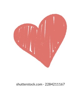 Simple heart doodle. Vector, crayon texture.