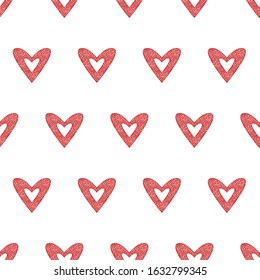 Simple heart icon with bright hand drawn red berries pattern. Love, romance, marriage symbol. Wedding and Valentine’s day creative design element. Isolated on white background. Vector illustration
