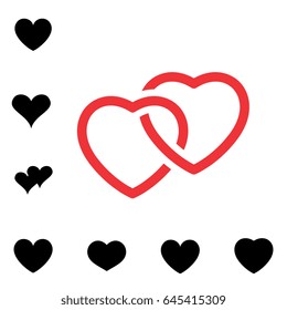 Simple Heart Icon Colection Isolated on White Background