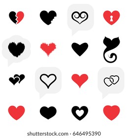 Simple Heart Icon Colection Isolated on White Background