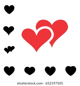 Simple Heart Icon Colection Isolated on White Background