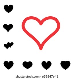 Simple Heart Icon Colection Isolated on White Background