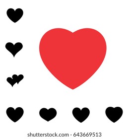Simple Heart Icon Collection Isolated on White Background